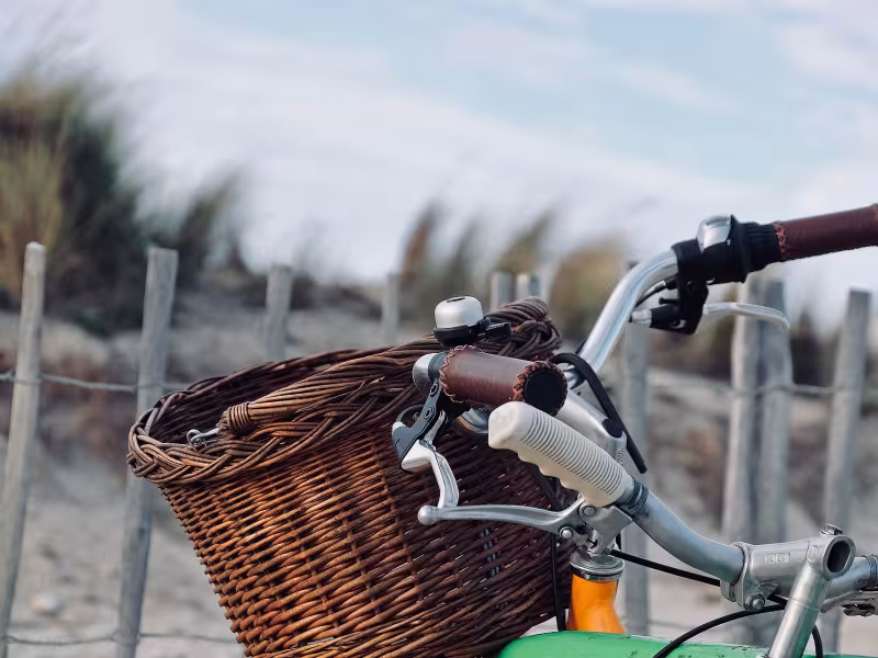 Guidon avec panier en bord de mer