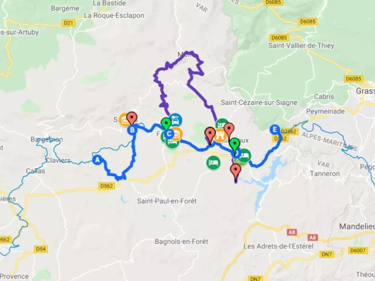 Carte séjour dépaysant dans l'arrière pays varois et azuréen